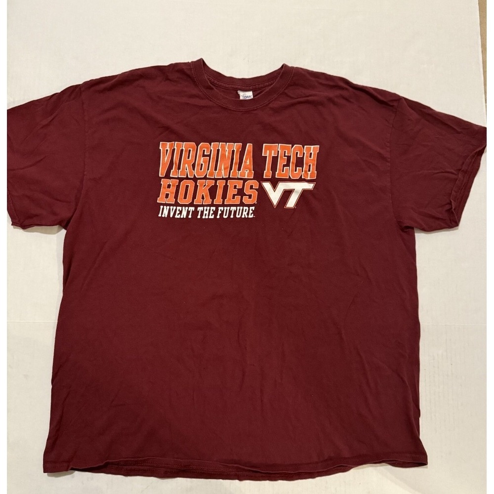 Virginia Tech University Hokies VT Vintage Invent Tshirt Maroon Gildan Tee - XL